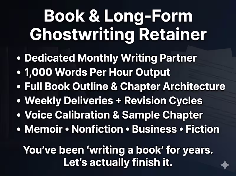 Cover image for Book & Long-Form Ghostwriting Retainer (Monthly)