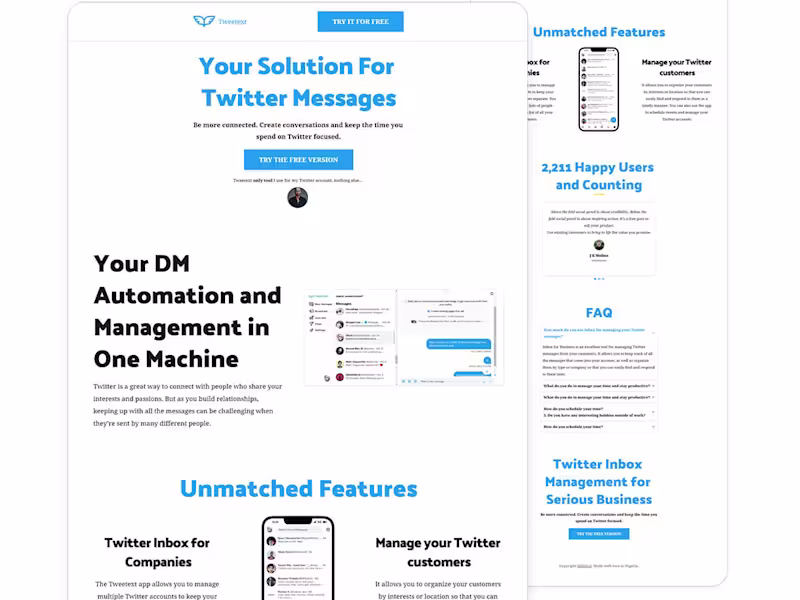 Cover image for Landing page for Tweetext