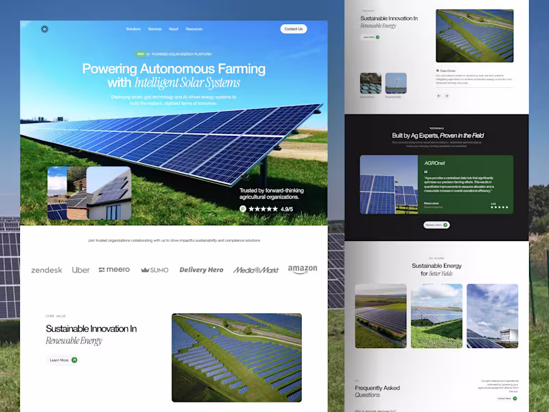Cover image for Agritech Solar Energy Landing Page Design