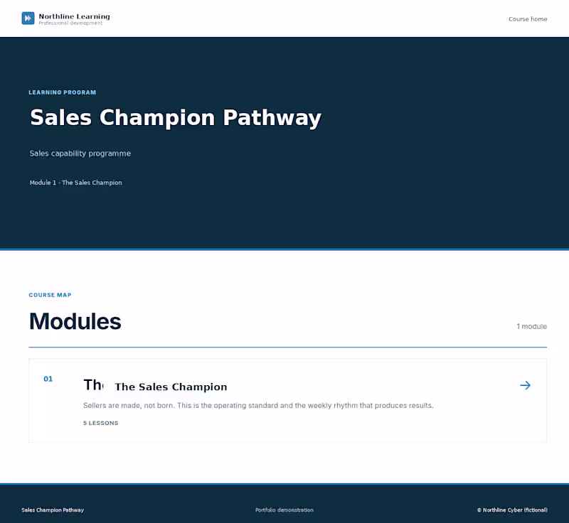 Cover image for Sales Champion Pathway — LMS-style sales capability prototype