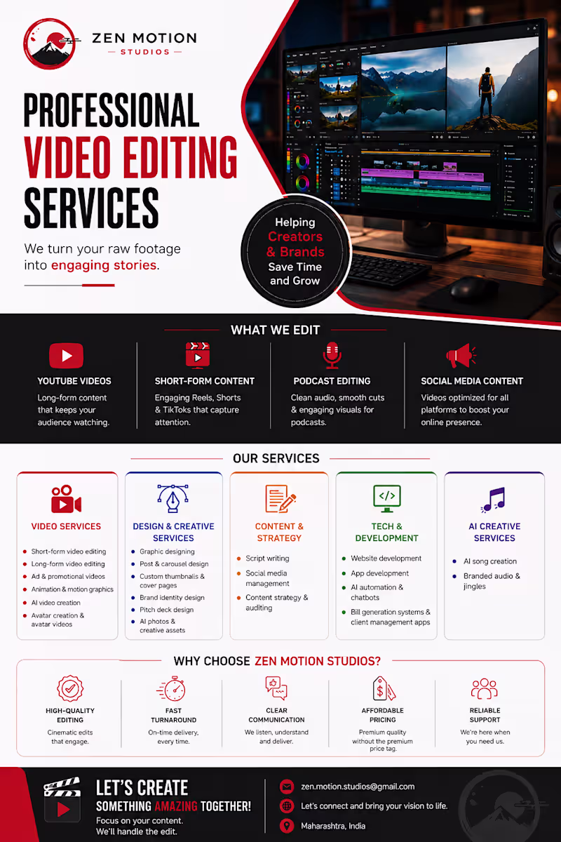 Cover image for VIDEO EDITING AND OTHER SERVICES