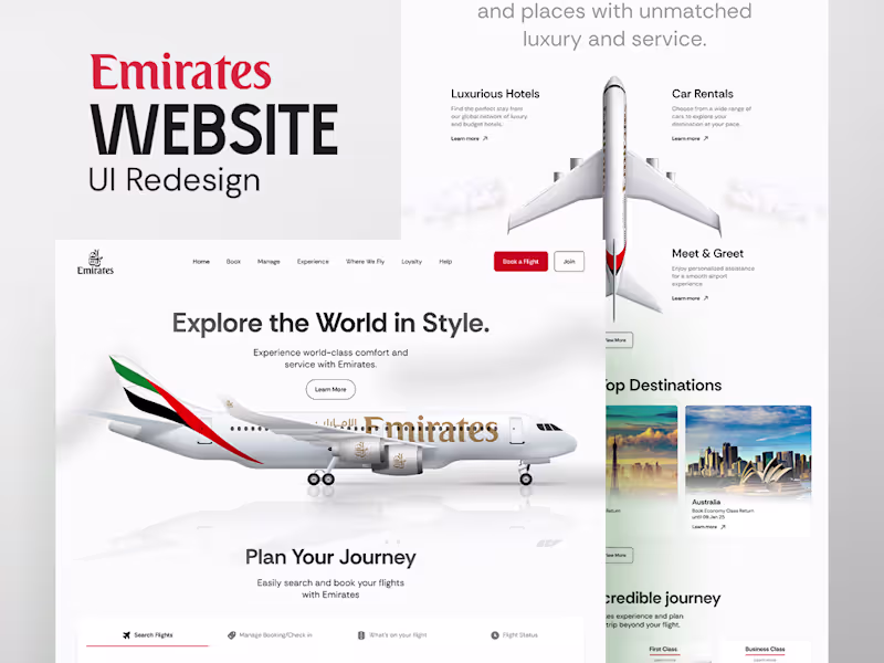 Cover image for Emirates Website UI Redesign (Homepage)