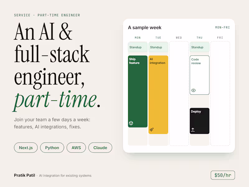 Cover image for Part-Time AI & Full-Stack Engineer for Your Product Team