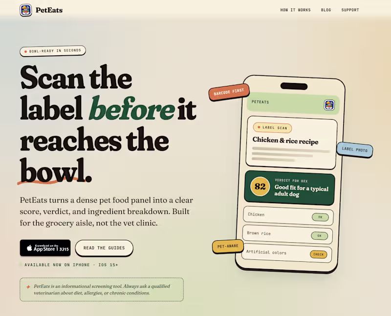 Cover image for PetEats — AI Pet-Food Label Scanner (iOS)