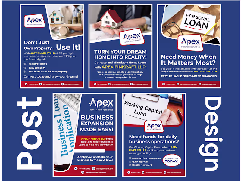 Cover image for Social Media Post Designs for Financial Services (Apex Finkraft 