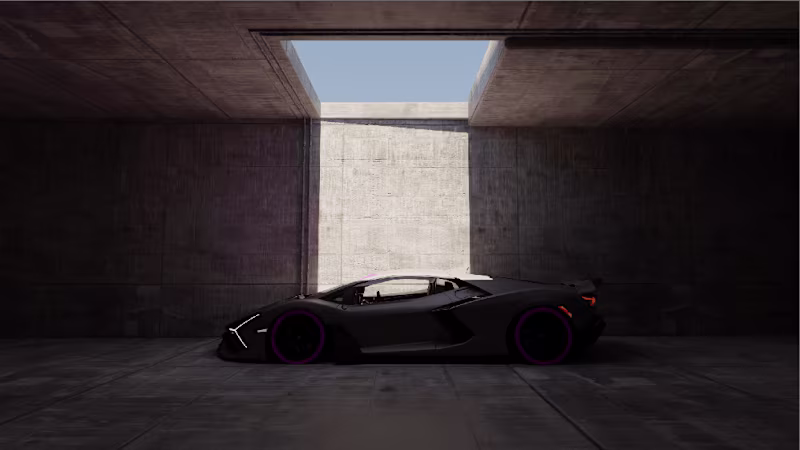 Cover image for Sleek Sports Car in Concrete Environment