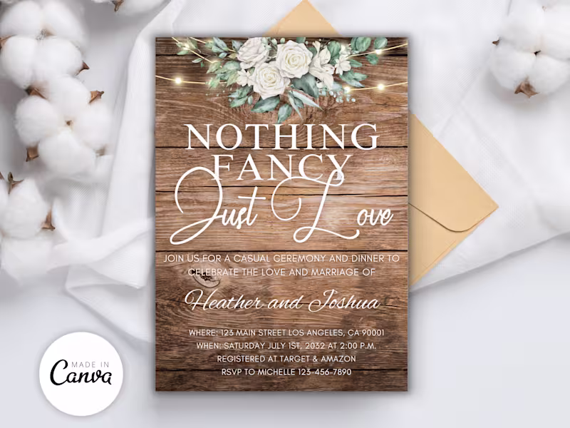 Cover image for Nothing Fancy, Just Love Invitation Canva Template