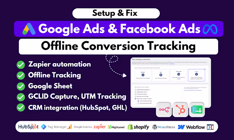 Cover image for Setup google ads and facebook offline conversion GCLID/FBCLID