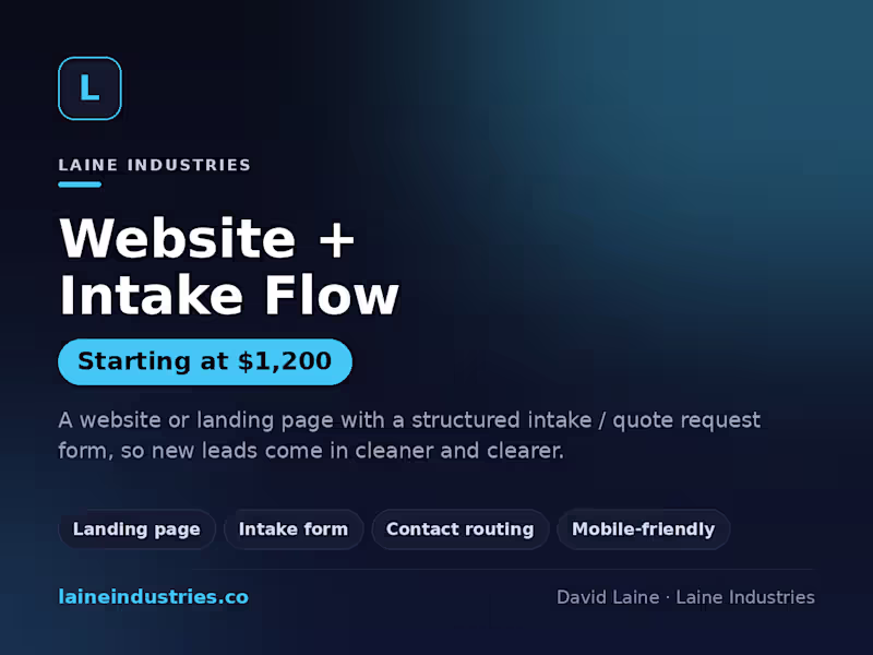 Cover image for Website + Intake Flow