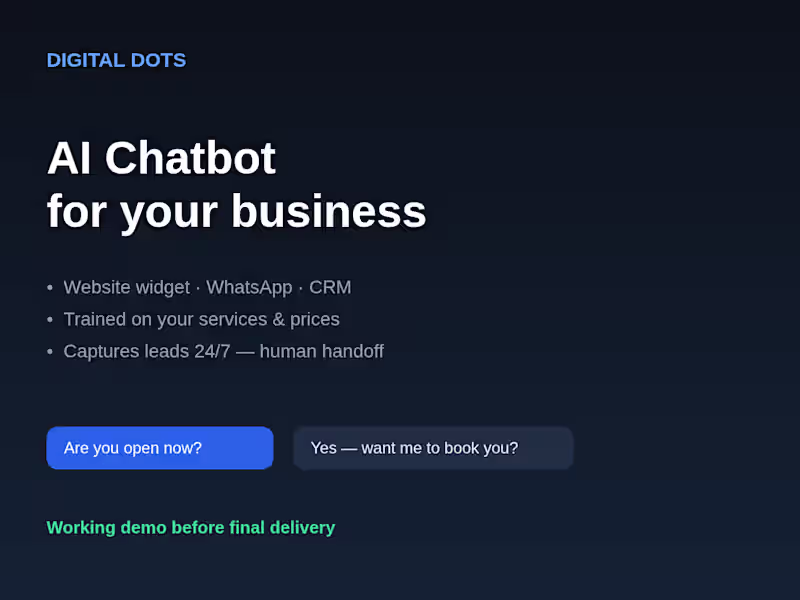 Cover image for AI Chatbot for Your Website, WhatsApp or CRM