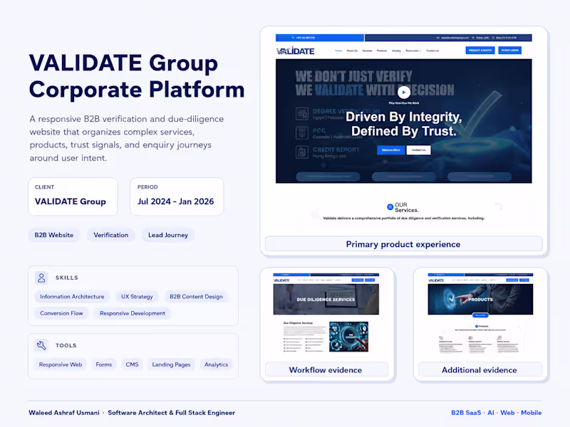 Cover image for VALIDATE Group | Verification & Due Diligence Digital Platform