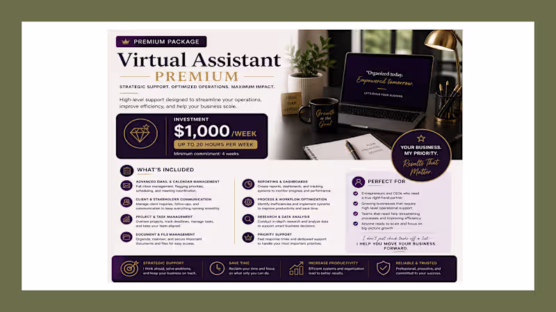 Cover image for Virtual Assistant-Premium Package