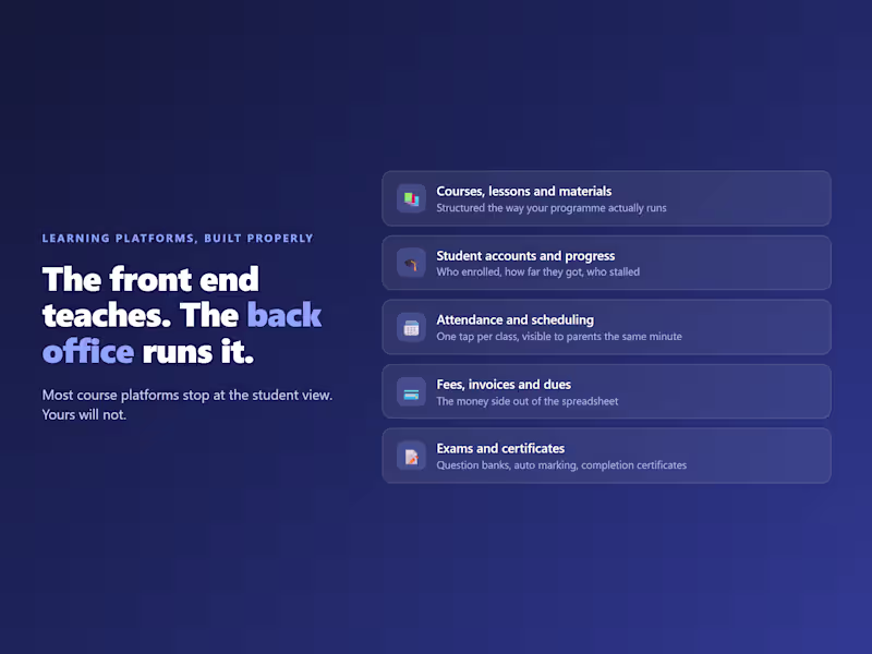 Cover image for Course platform with a real back office