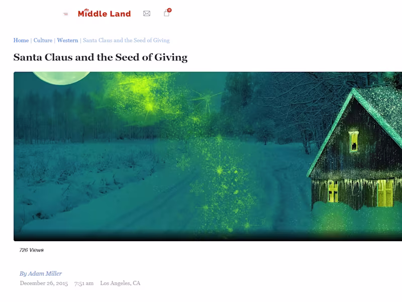 Cover image for Article for Middle Land Magazine "Santa Claus ..."