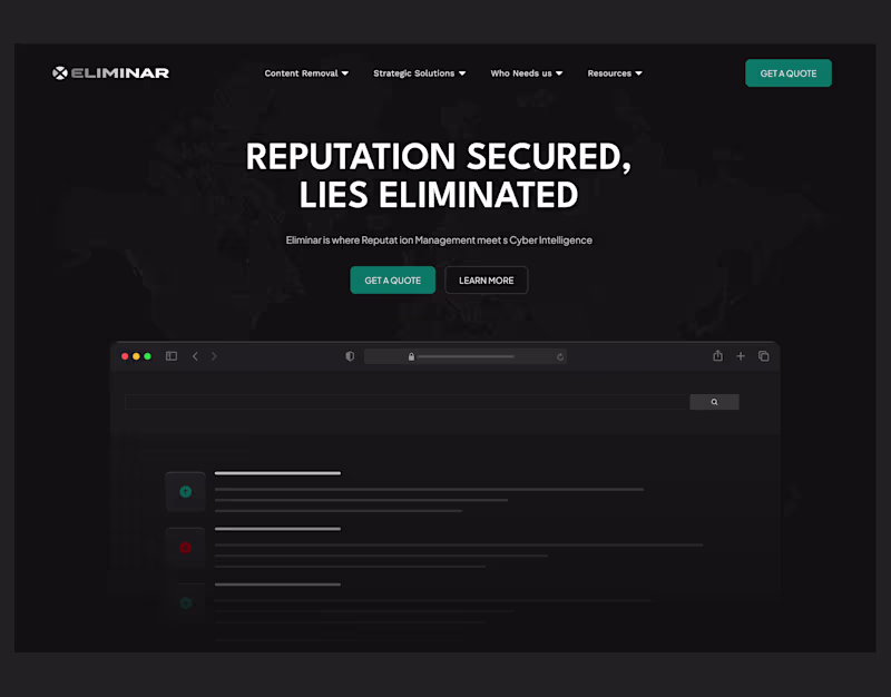 Cover image for Eliminar Cybersecurity Website Design