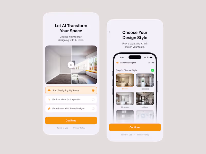Cover image for Onboarding for an AI Interior App