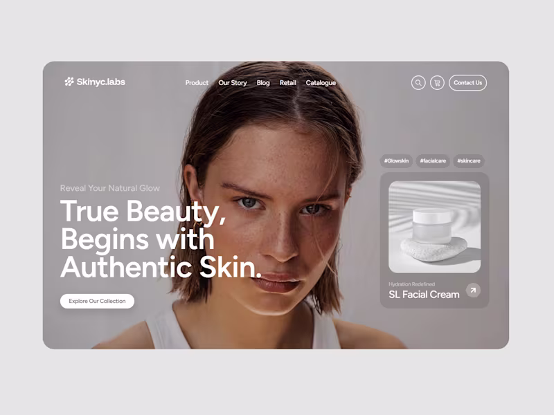 Cover image for Skincare landing page hero section exploration
