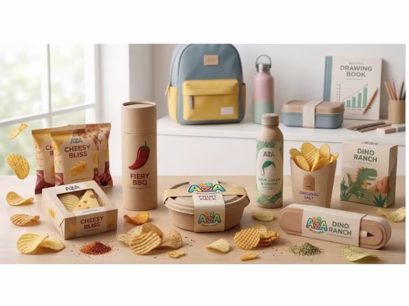 Cover image for  Premium Sustainable Kids' Potato Chips Packaging Design