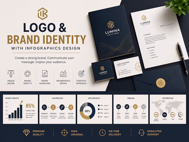 Cover image for Logo & Brand Identity Design + Infographics