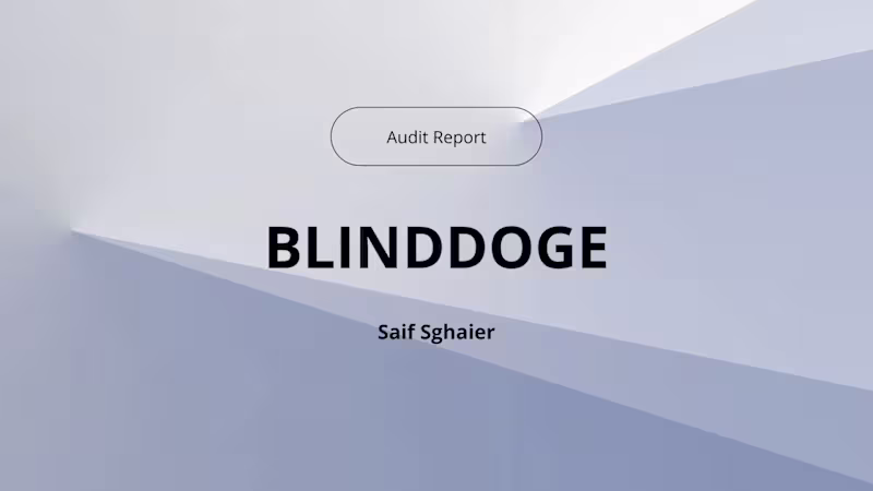 Cover image for Audit Report: BlindDoge Project