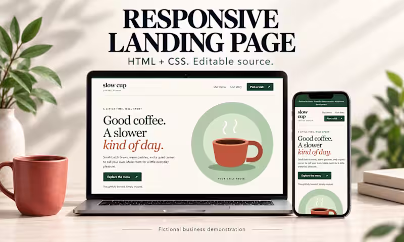 Cover image for Responsive HTML and CSS landing page