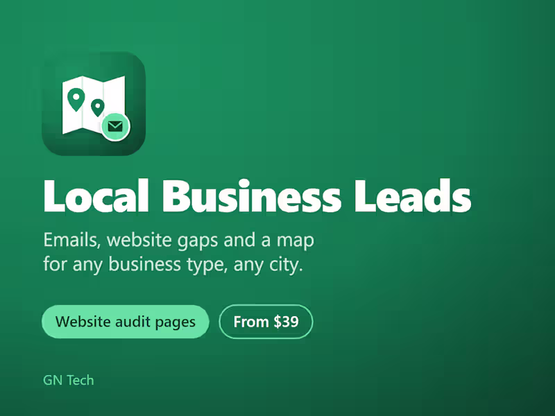 Cover image for Local business leads with website audit and map (done for you)