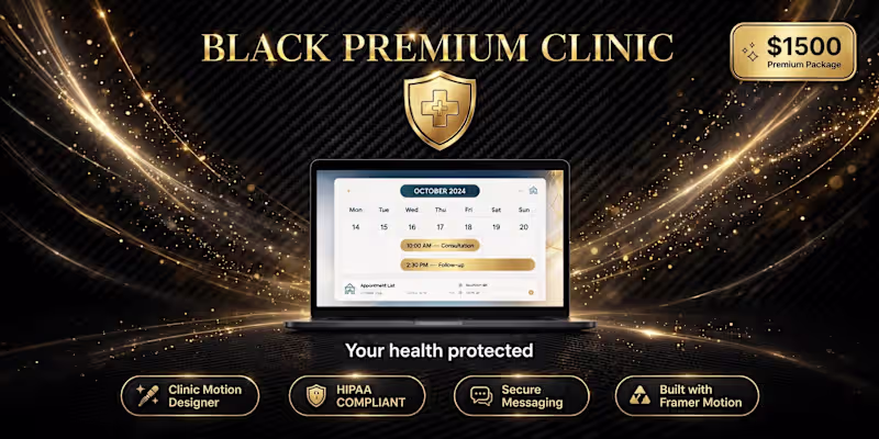 Cover image for Black Premium Clinic | Framer + HIPAA Booking $1200