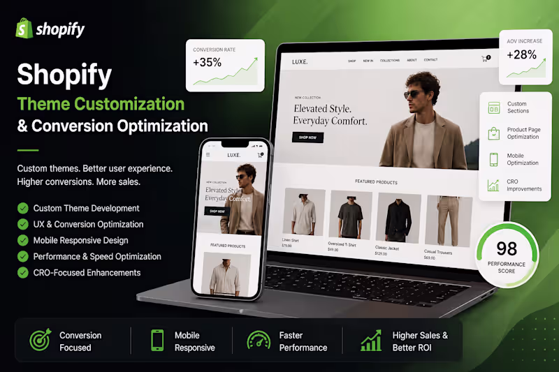 Cover image for Shopify Theme Customization & Conversion Rate Optimization