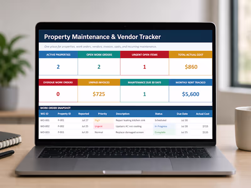 Cover image for Property Maintenance and Vendor Tracker