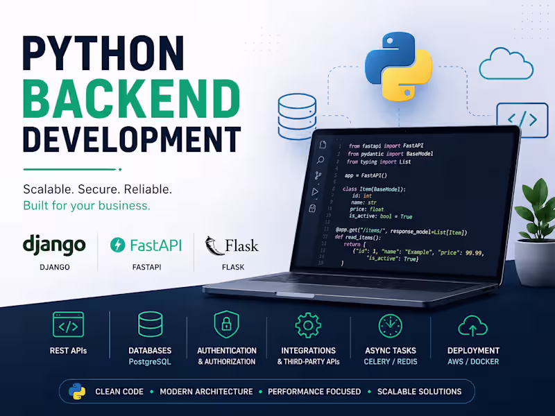 Cover image for I will build your Python backend with Django, FastAPI or Flask