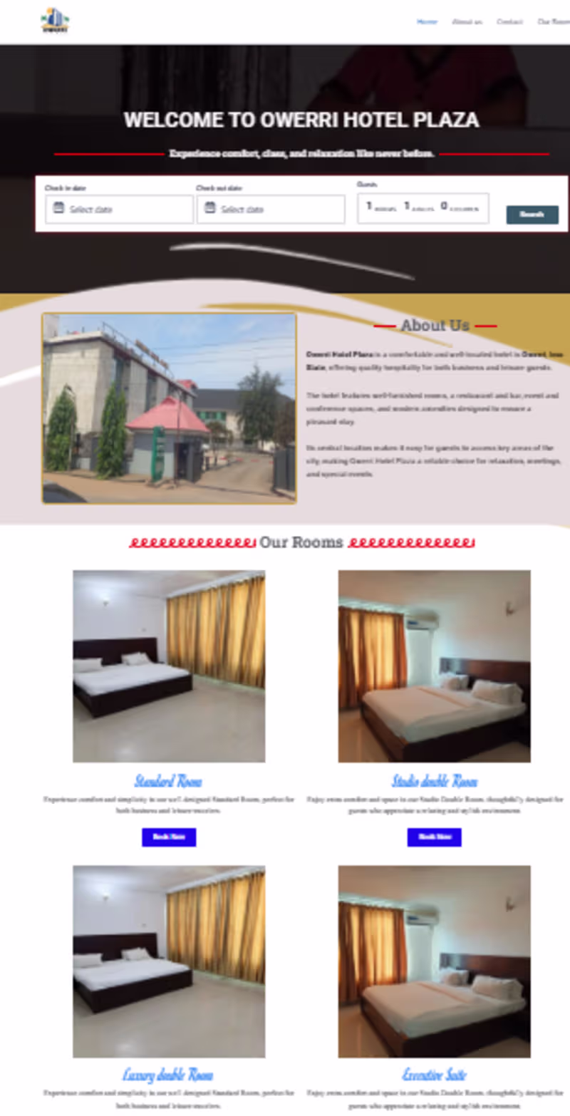 Cover image for owerri hotel plaza website