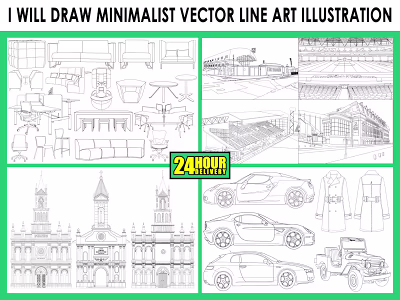 Cover image for Custom Vector Outline, Line Art Illustration | Adobe Illustrator