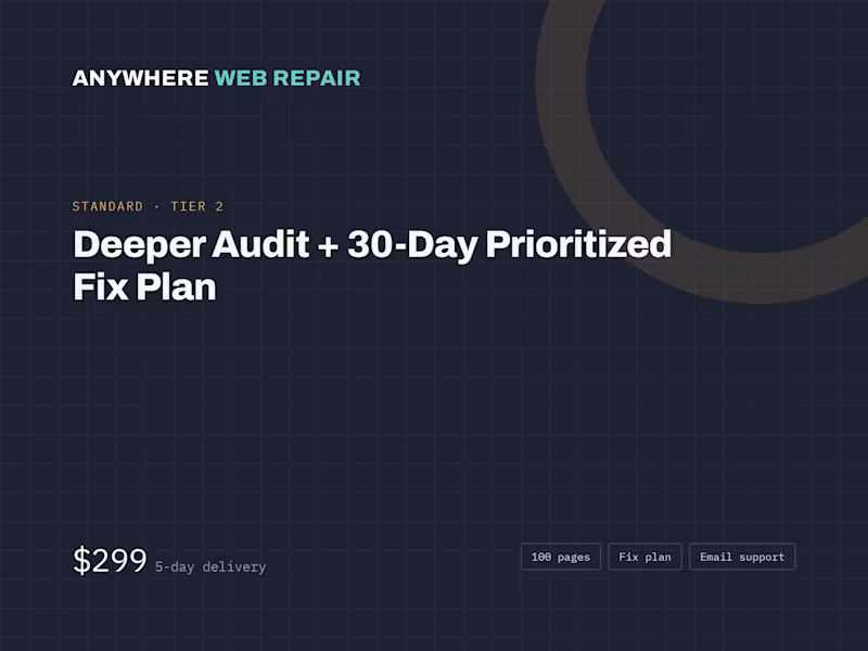Cover image for Standard SEO Audit + Fix Plan