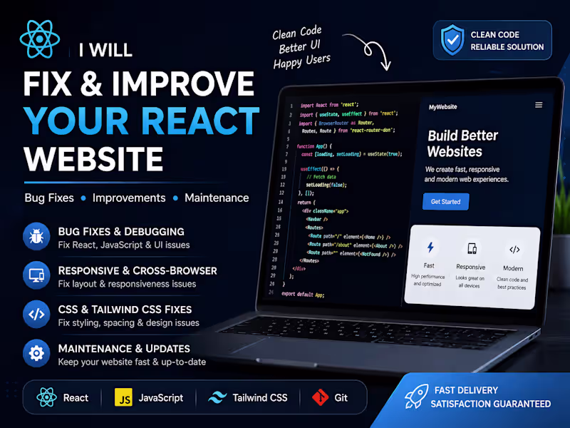 Cover image for I will fix and improve your React website