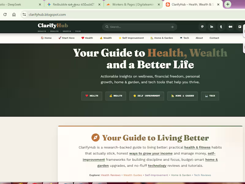 Cover image for Comprehensive Lifestyle Content Creation for ClarifyHub
