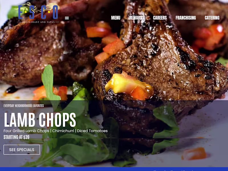 Cover image for Esco restaurant| website Redesign