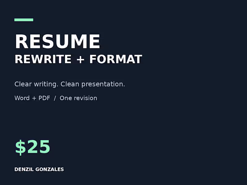 Cover image for Resume Rewrite for Your Target Job | Word + PDF | $25