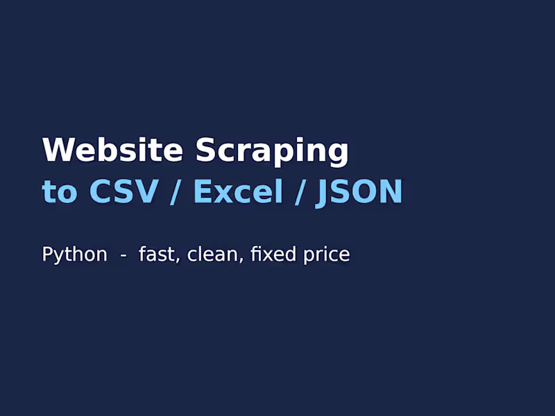 Cover image for Website scraping to CSV/Excel/JSON