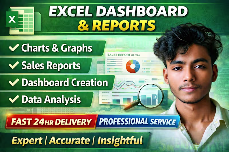 Cover image for I will create professional excel dashboard, reports 