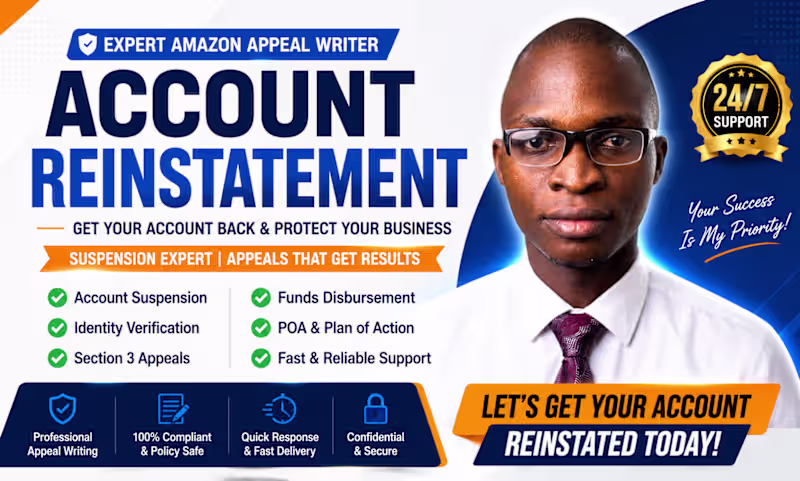Cover image for  Amazon seller appeal plan of action and reinstatement