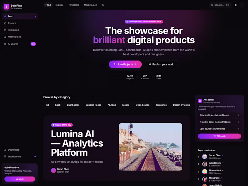 Cover image for BuildFlow — The Behance for Developers