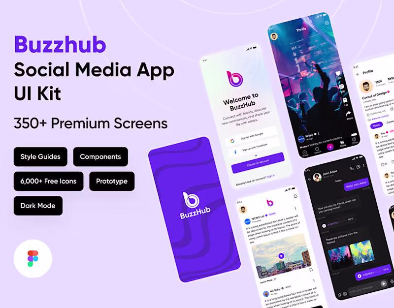 Cover image for Buzzhub: Social media app ui kit