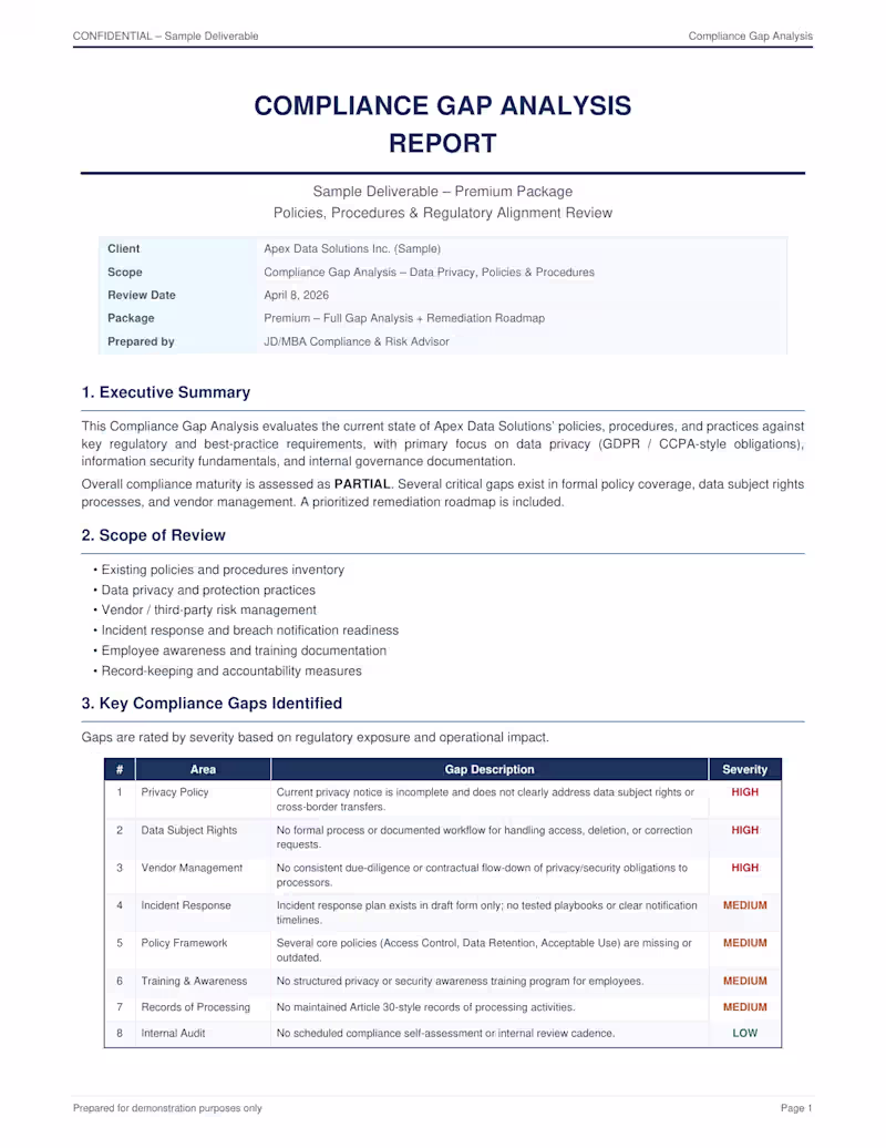 Cover image for Conducted a Compliance Gap Analysis
