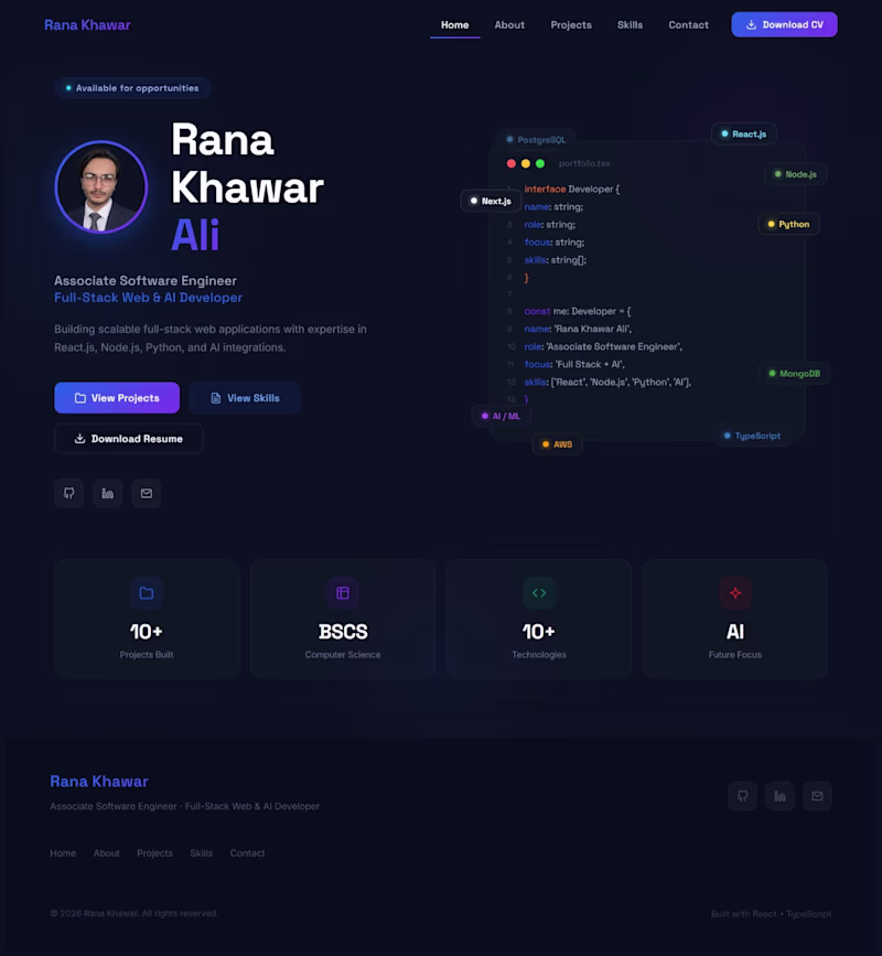Cover image for A modern developer portfolio showcasing