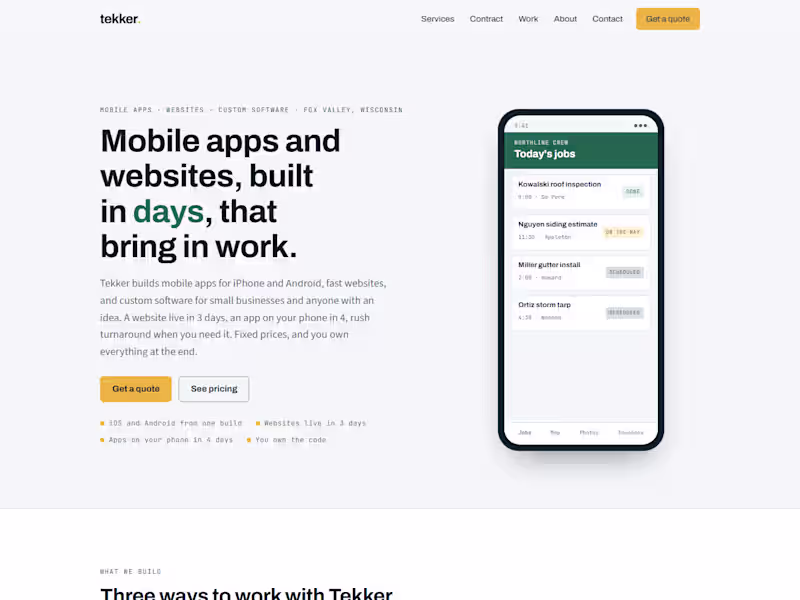 Cover image for tekker.dev, the studio's own site: