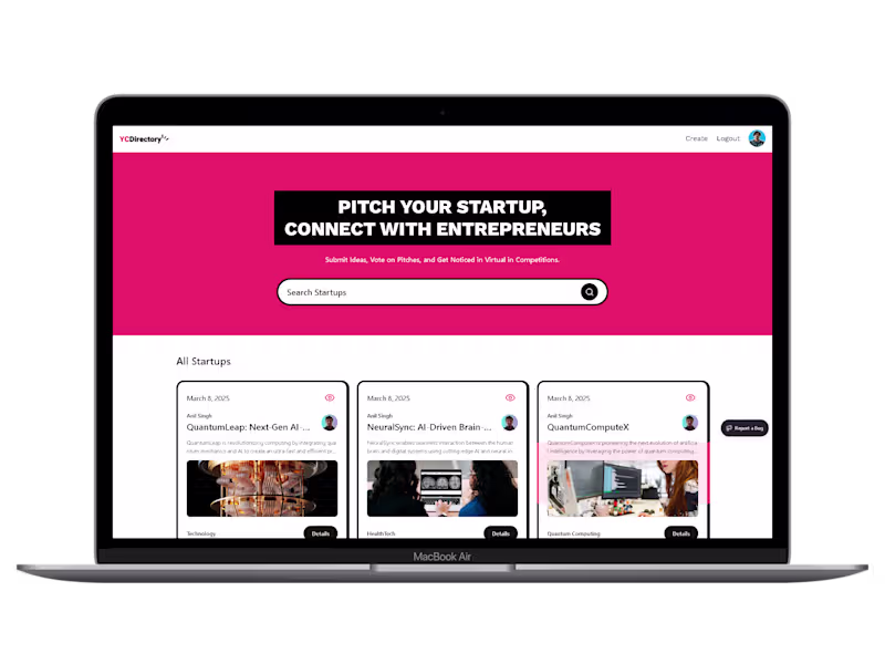 Cover image for Startup Discovery & Pitch Platform