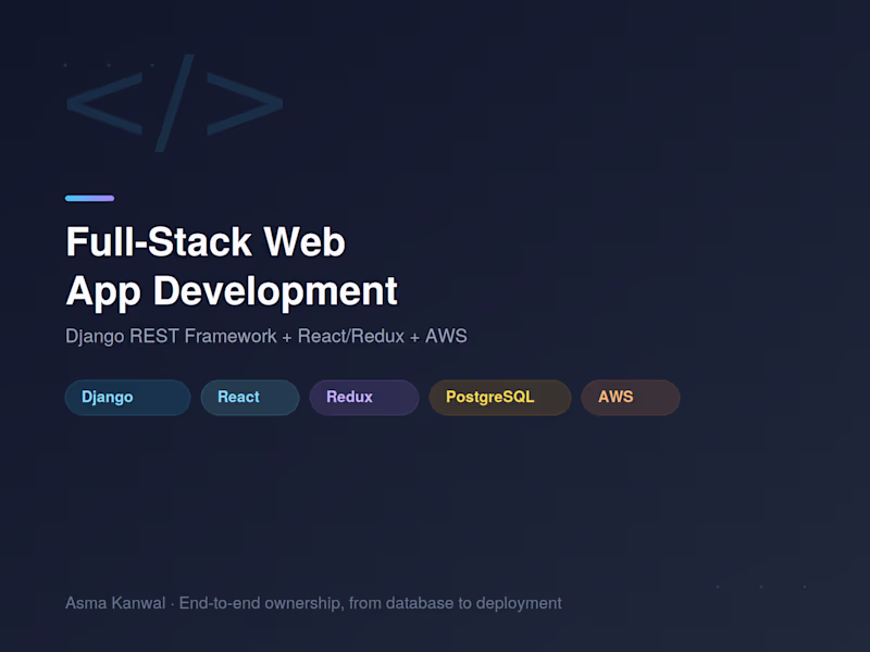 Cover image for Full-Stack Web App Development (Django + React)