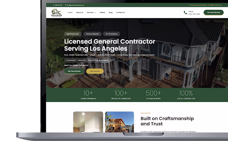 Cover image for Greenwood Contractors Website Development