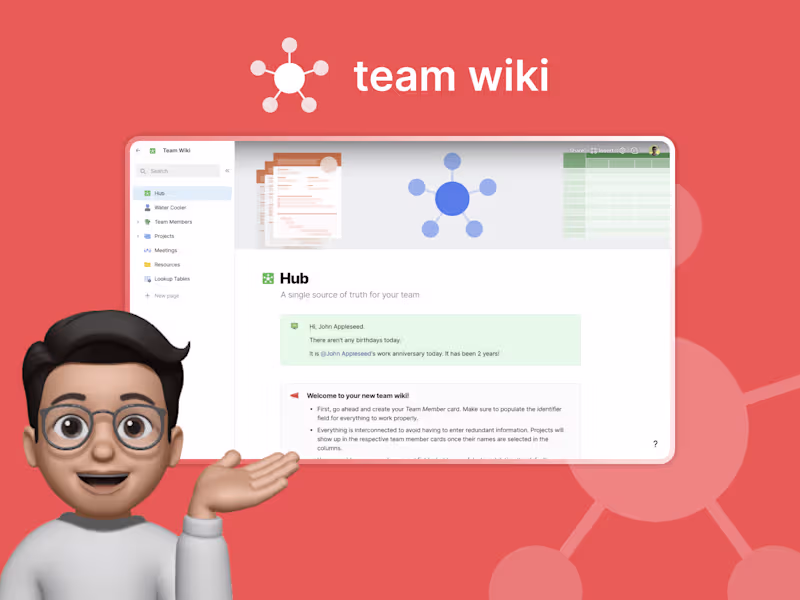 Cover image for Team Wiki – Promo Page for Coda Template