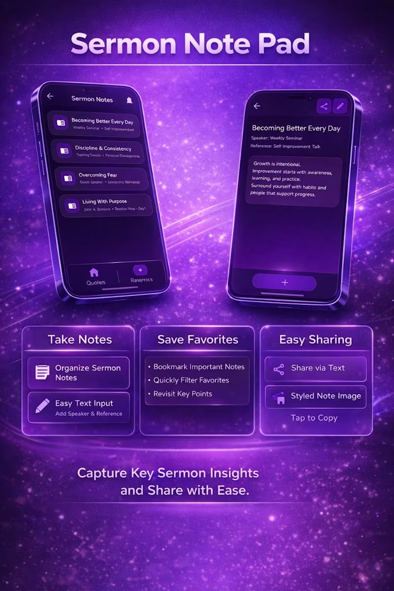 Cover image for Built a sermon note-taking application